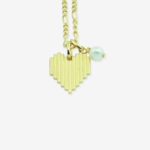 Birthstone juni: Perlevedhæng med Heart Rock halskæde i forgyldt sølv.
