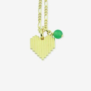 Birthstone maj: Smaragdvedhæng med Heart Rock halskæde i forgyldt sølv.