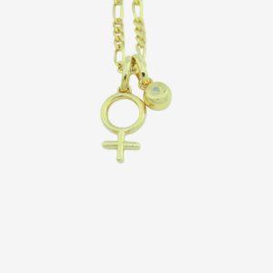 Birthstone april: diamantvedhæng med Girl halskæde i forgyldt sølv.