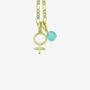 Birthstone marts: akvamarin vedhæng med Girl halskæde i forgyldt sølv.