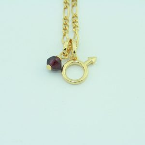 Birthstone januar Granat vedhæng i Boy forgyldt sølv halskæde