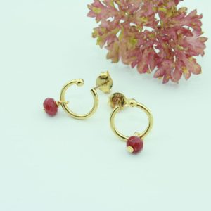 Birthstone Januar: Granat vedhæng med Circle of Life øreringe i forgyldt sølv.