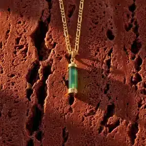 Milestone Grøn - Halskæde i forgyldt sølv