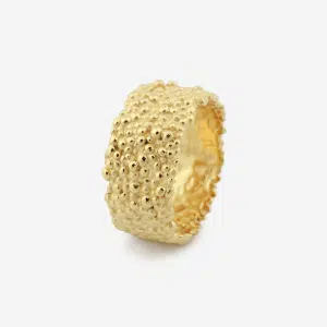 Dots Square ring i forgyldt sterling sølv