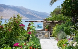 Levrossos Beach Apartments garden towards the beach