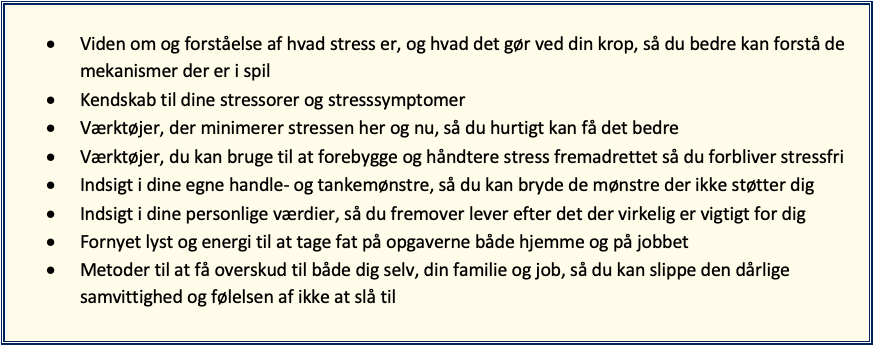 Udbytte af stressforløb