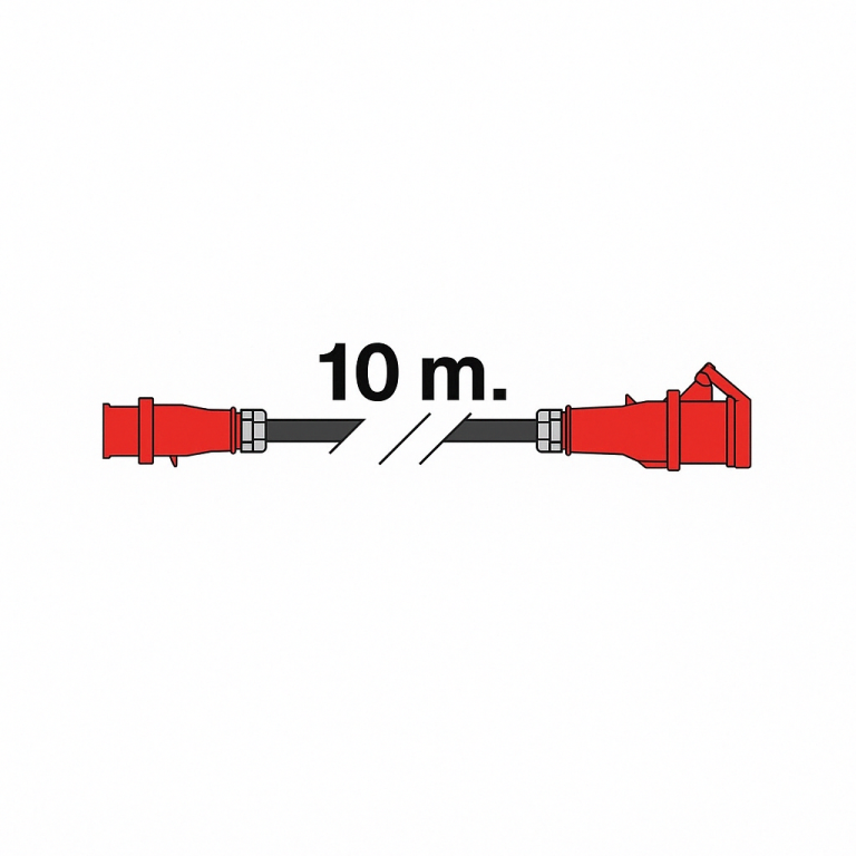 El-kabel 16A 400V rød CEE 10 m – kort kabel til events og industri