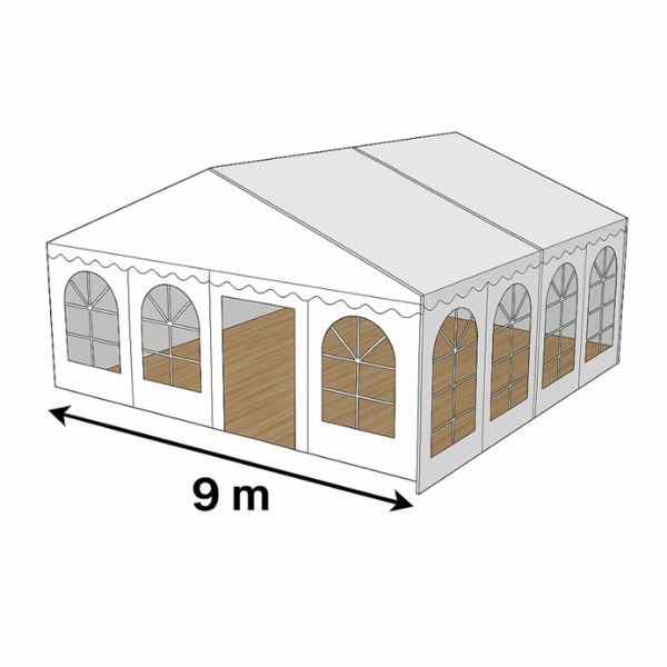 Partytelt 9x9 meter til ca. 64-82 personer udlejning fra Anthonys Festudlejning på Fyn