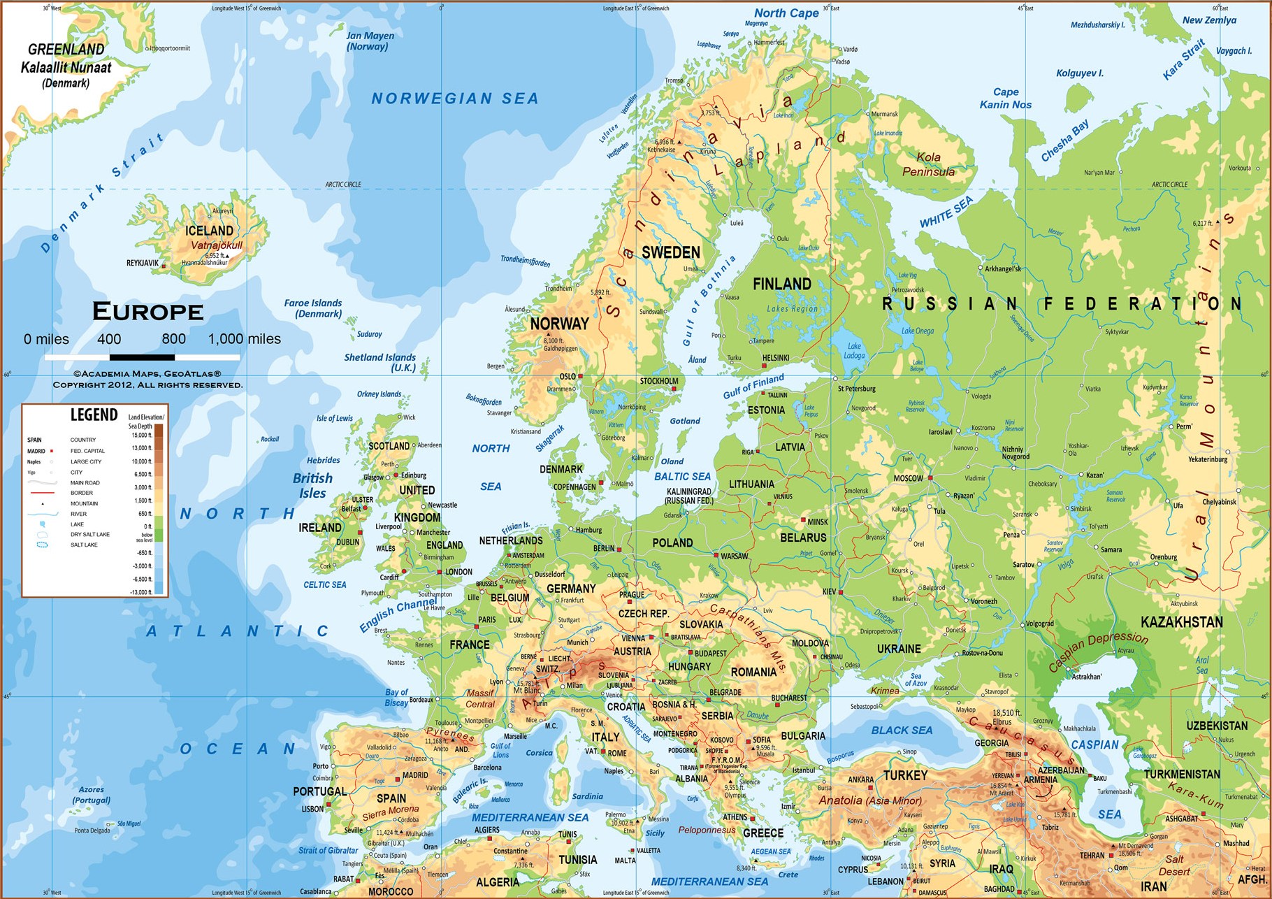 Mappa Geografica dell'Europa: Cartina ad alta risoluzione del