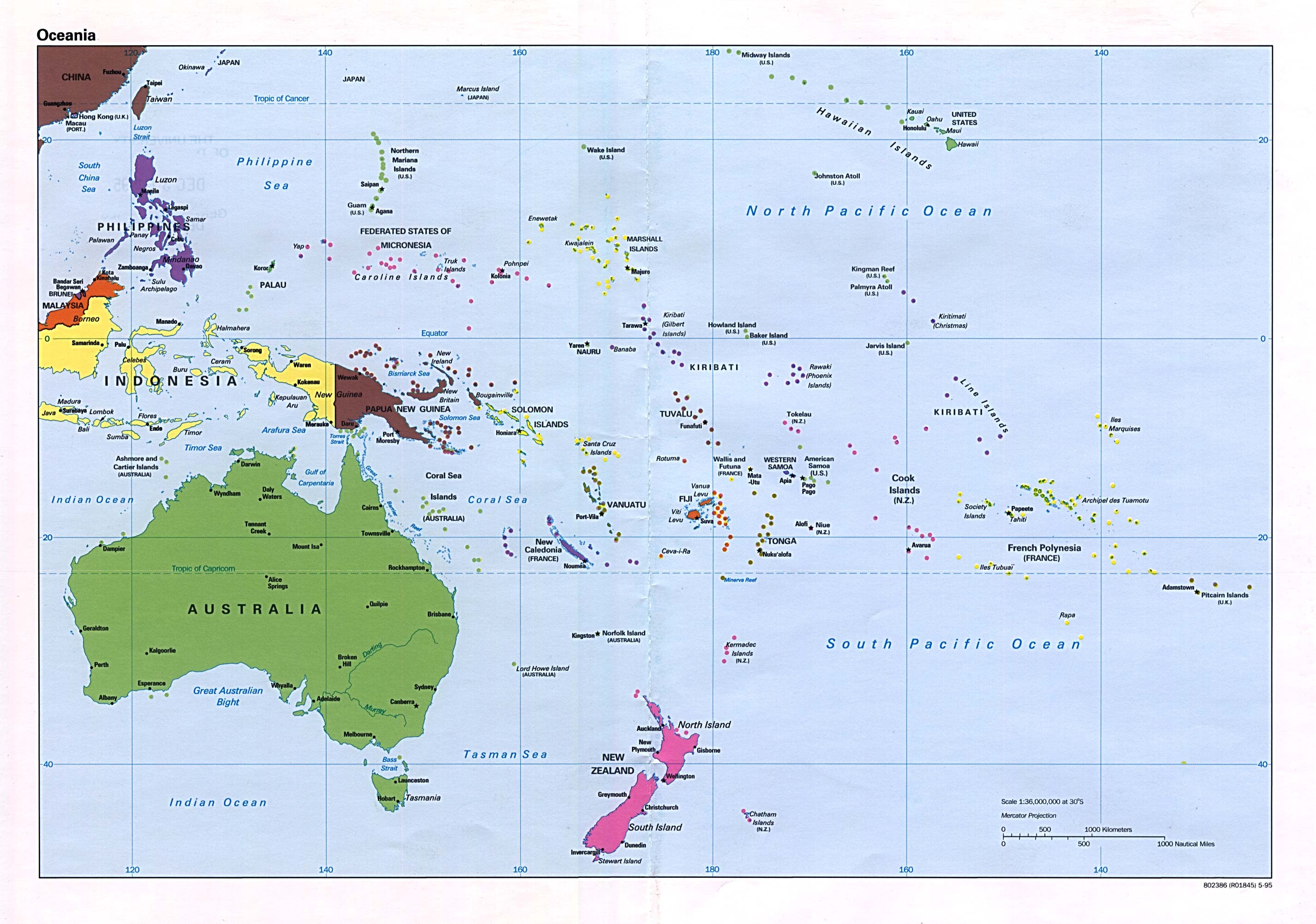 Mappa Politica dell'Oceania: carta ad alta risoluzione