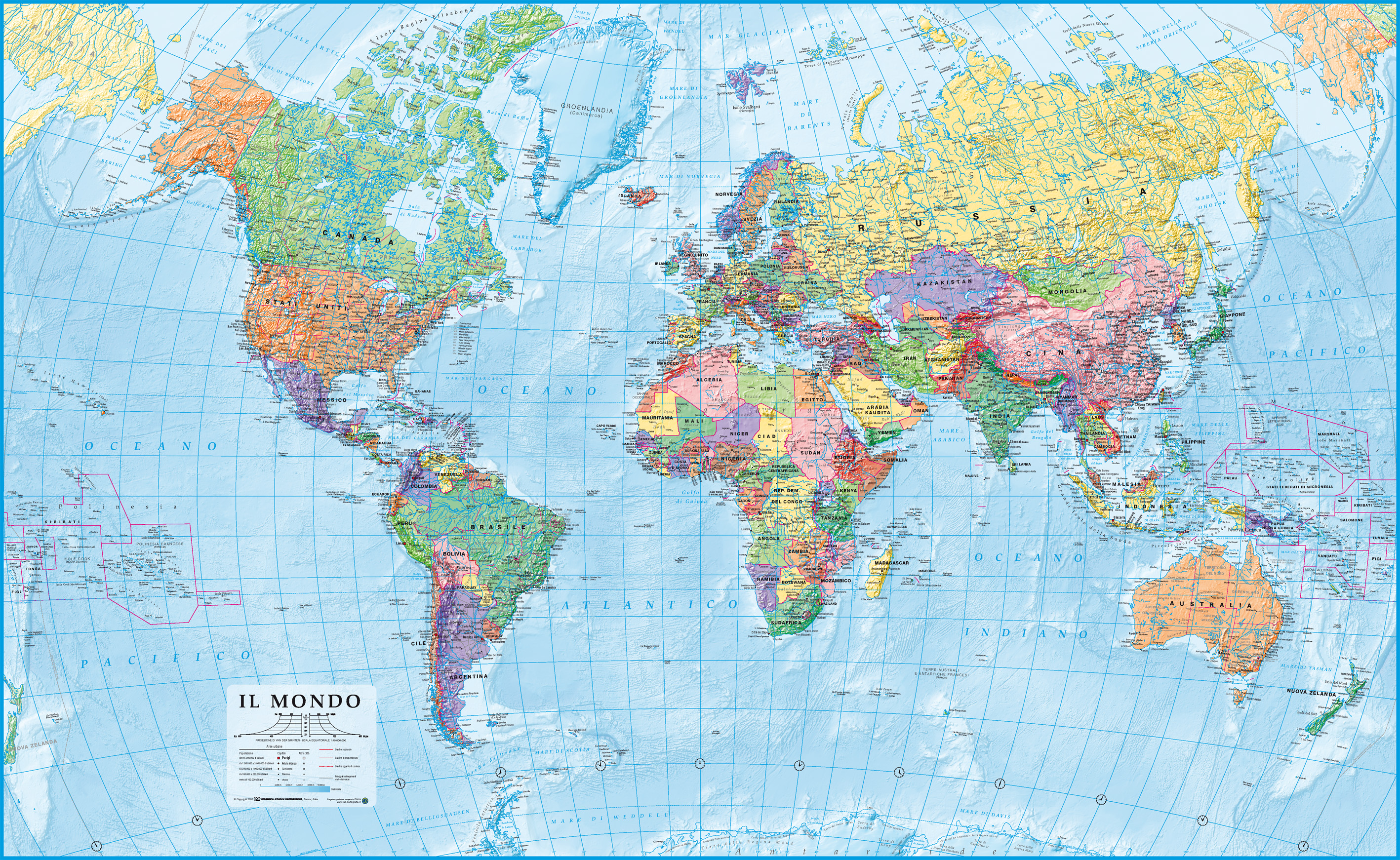 Mappamondo politico: cartina ad alta risoluzione del globo ...
