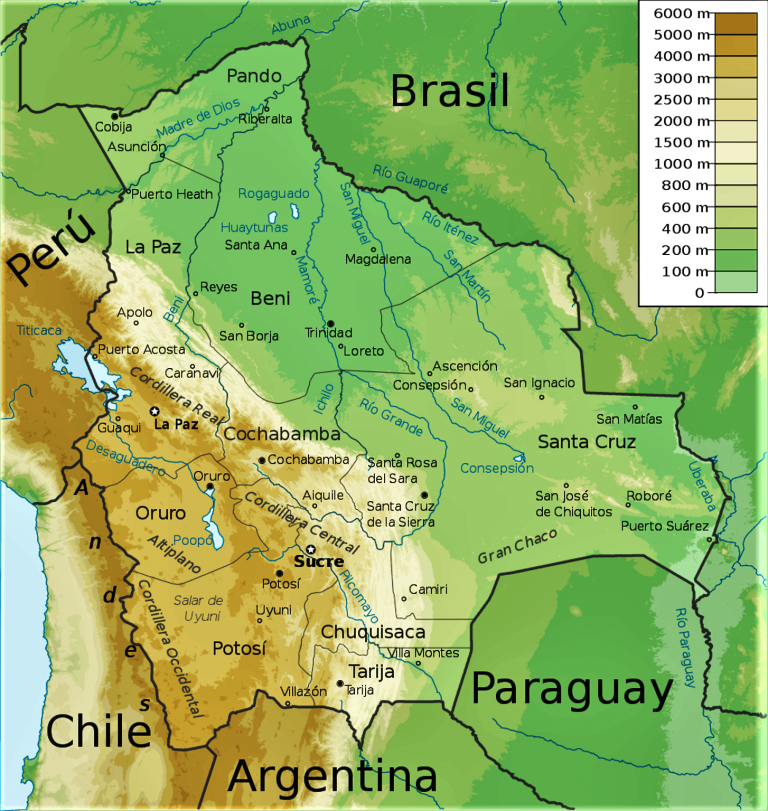 Geographic Map Of Bolivia Geography Climate Flora Fauna Mappa Geografica Della Bolivia 768x811