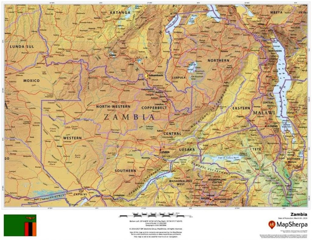 Geographic map of Zambia geography, climate, flora, fauna