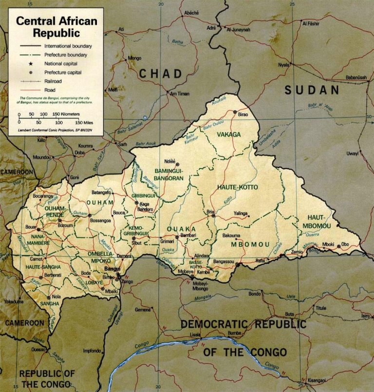 Mappa Geografica della Repubblica Centrafricana clima, flora, fauna