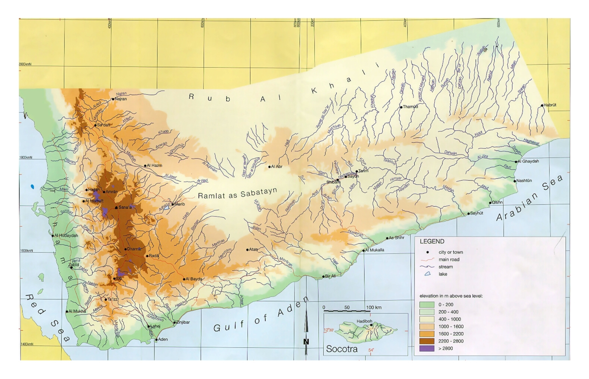 Geographic Map of Yemen geography, climate, flora, fauna