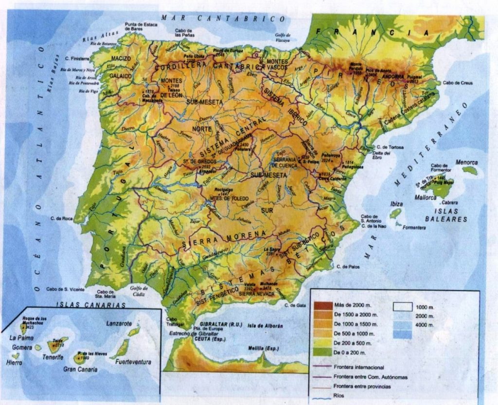 Mappa geografica della Spagna geografia, clima, flora, fauna Mappa geografica della Spagna geografia, clima, flora, fauna
