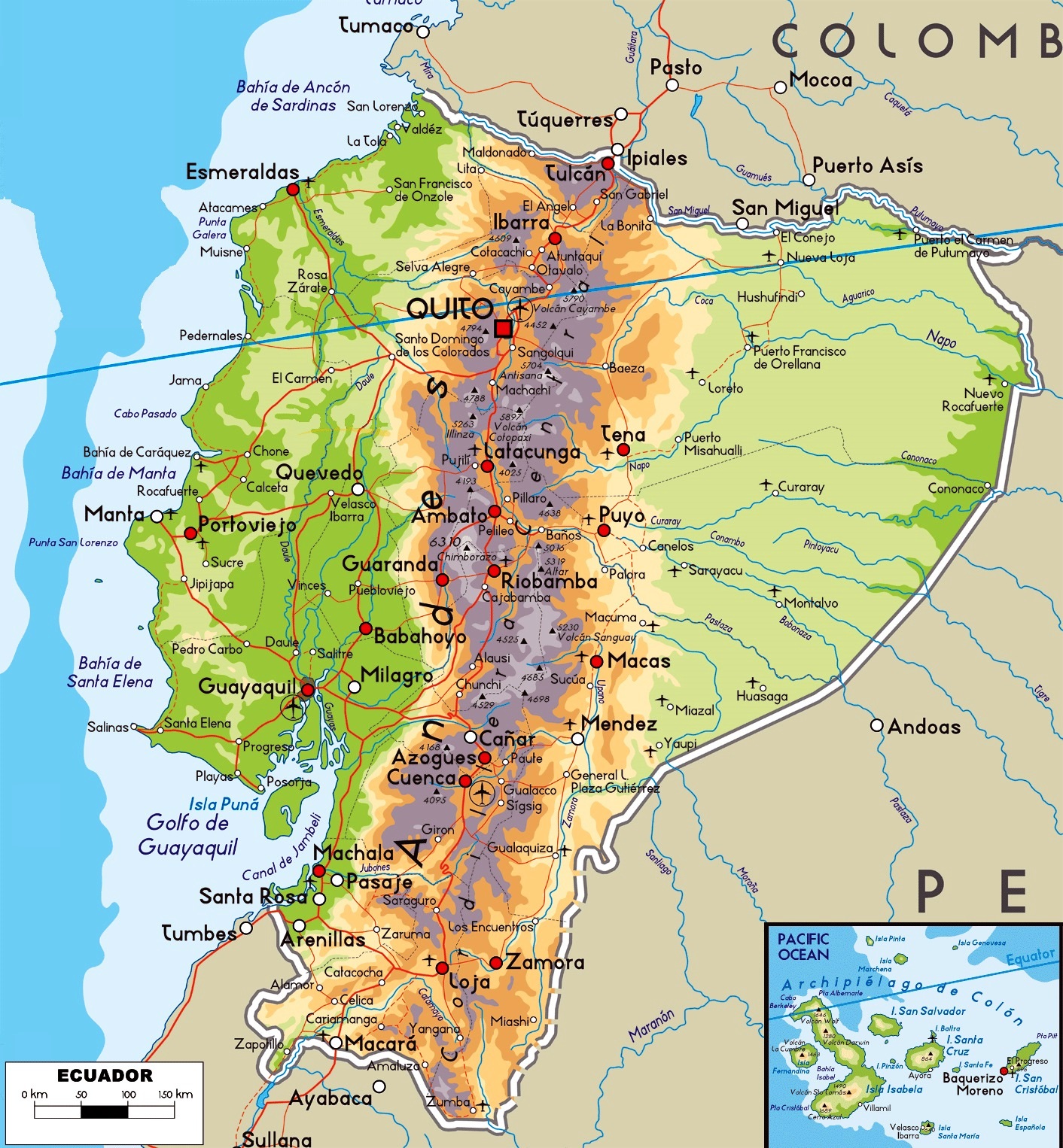 Geographical map of Ecuador geography, climate, flora, fauna