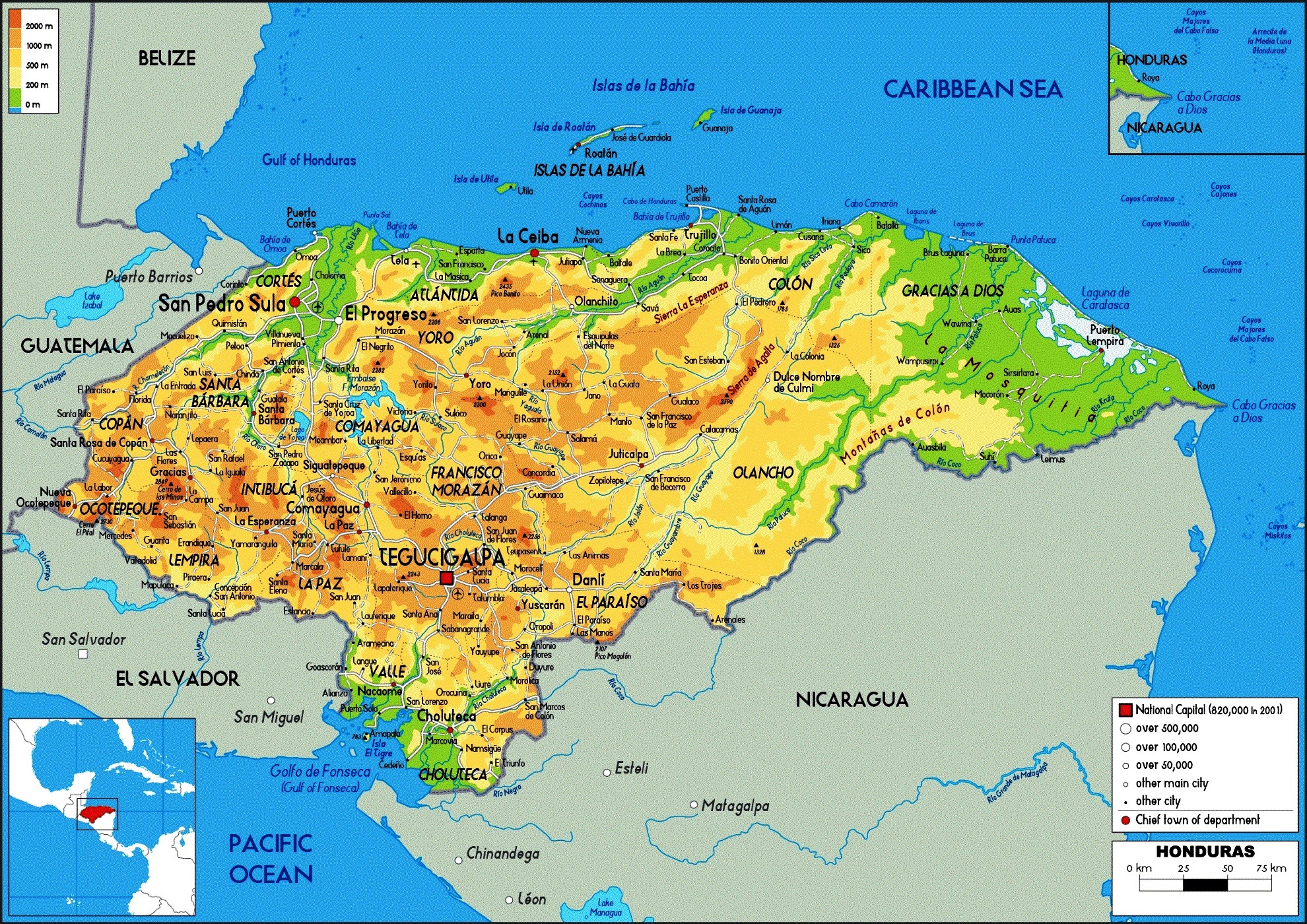 Geographic map of Honduras: geography, climate, flora, fauna ...