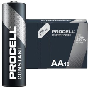 Billede af et Duracell procell AA Batteri foran en pakke