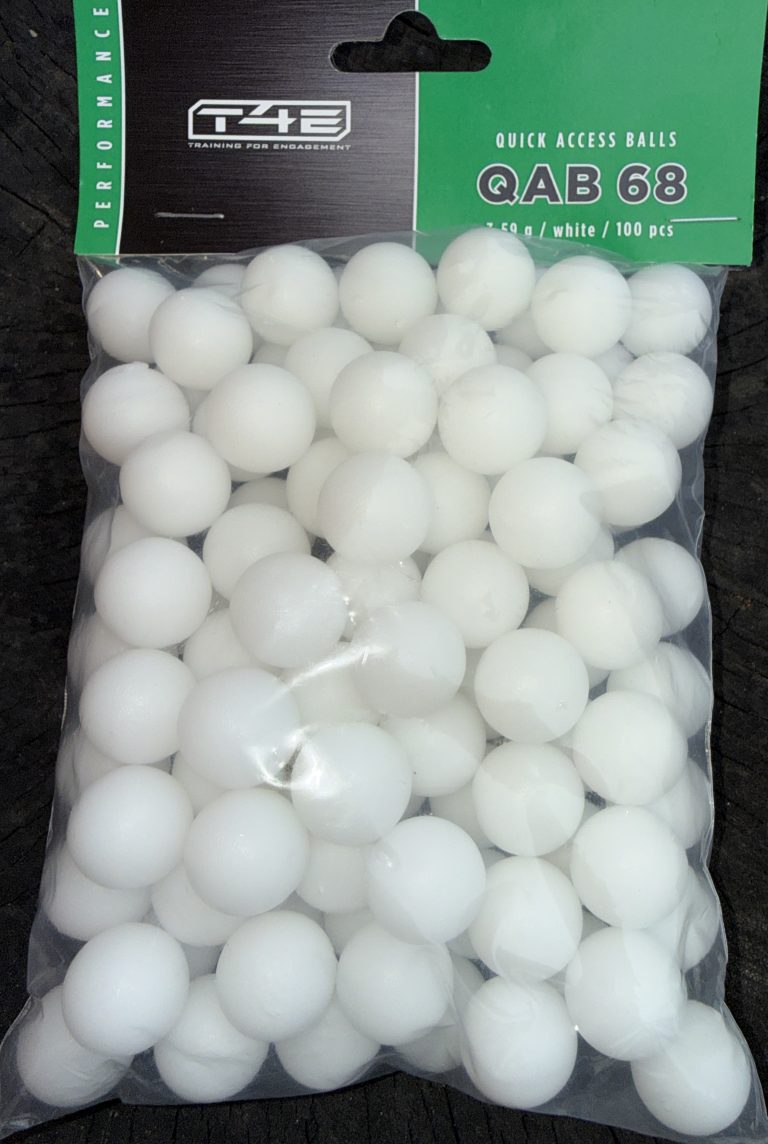Hvide hardballs kaliber .68 / 17,3 mm i 100 stk pose