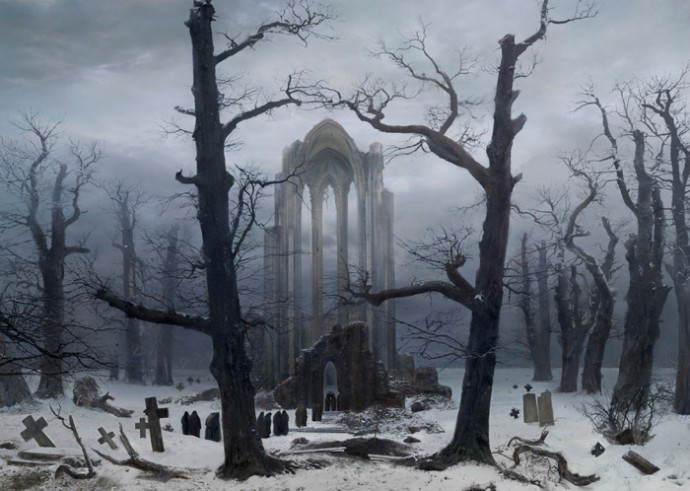Caspar David Friedrich, Klosterfriedhof im Schnee, 1817-19 – HIROYUKI MASUYAMA