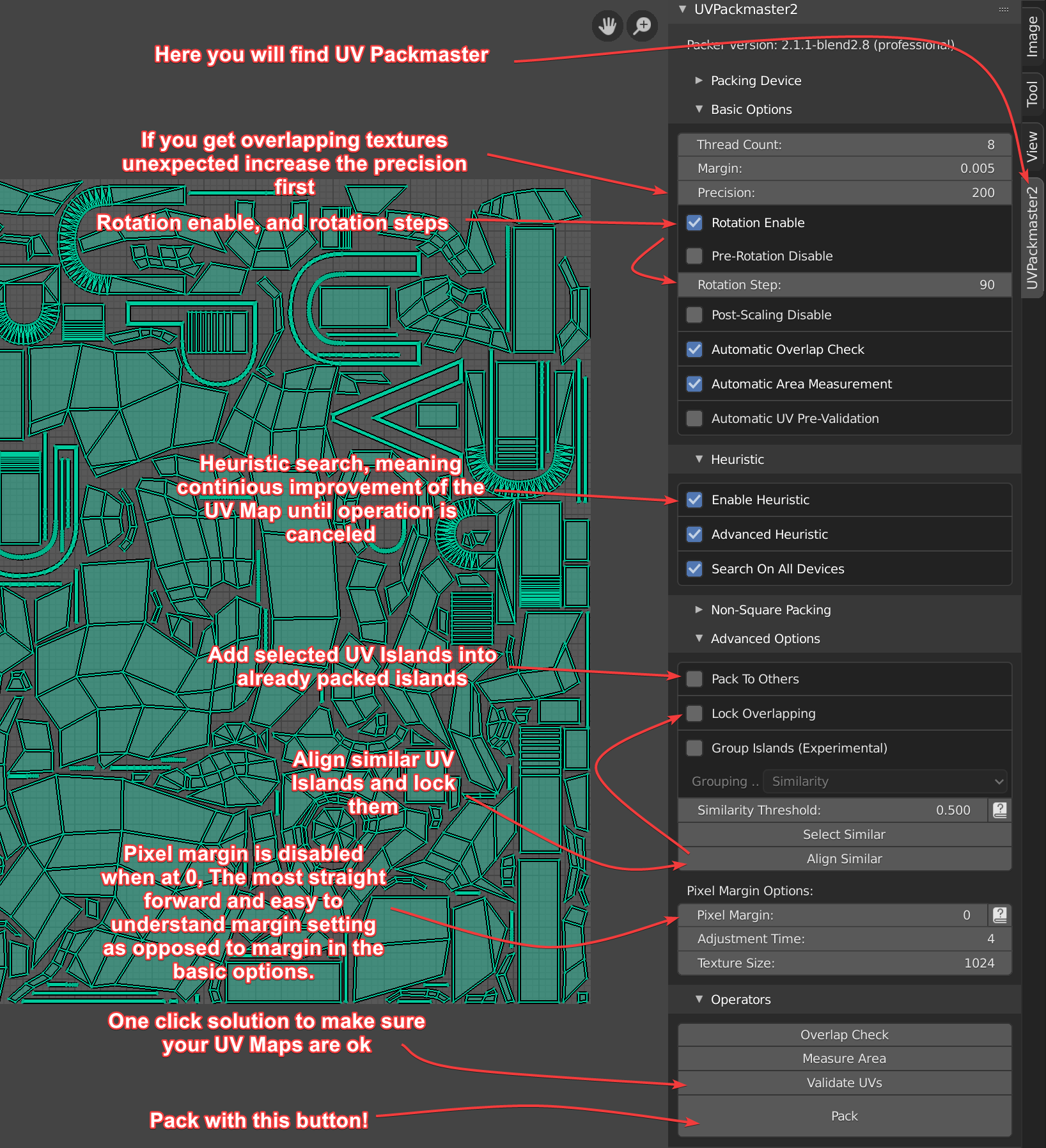 uv packmaster interface explained