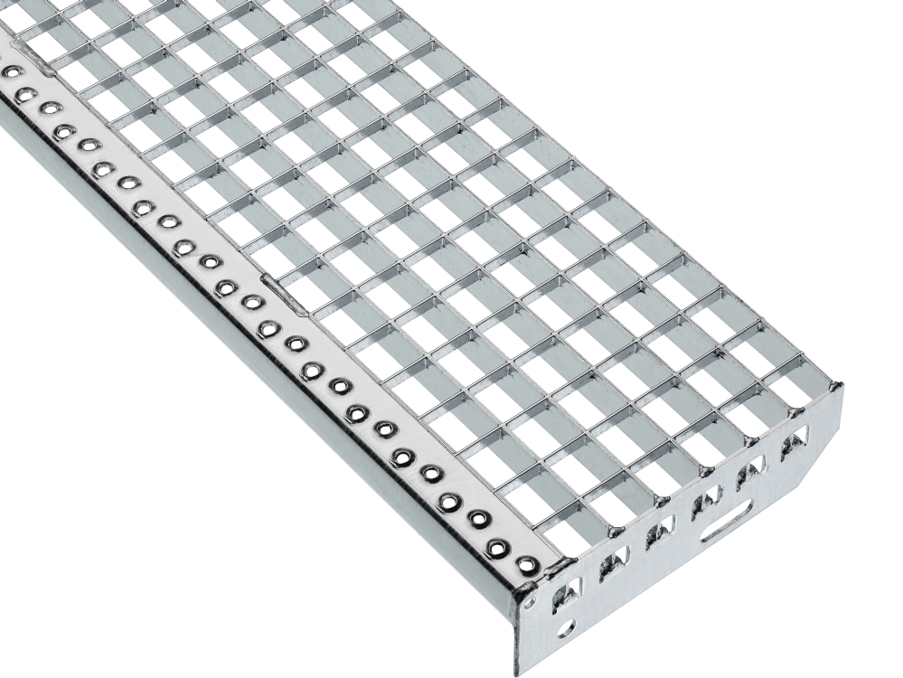 Pressure-locked grating treads