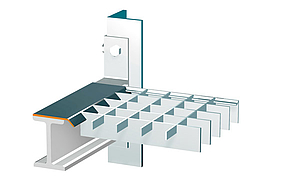 SPECIAL PROFILE Patented special profile system for high load-bearing capacity shelf gratings: interlocking connection between bearing bar and special profile.