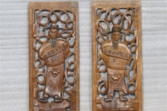 Set de 2 paneaux de fenêtres avec sculptures sur bois