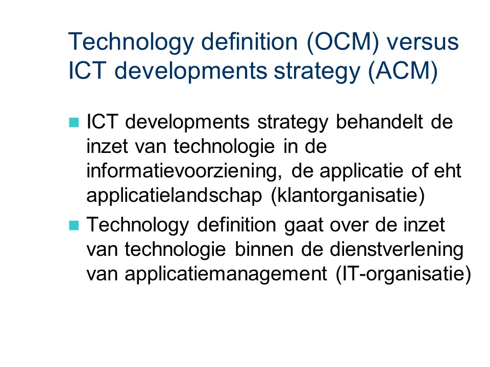 ASL - Technology definition: OCM versus ACM