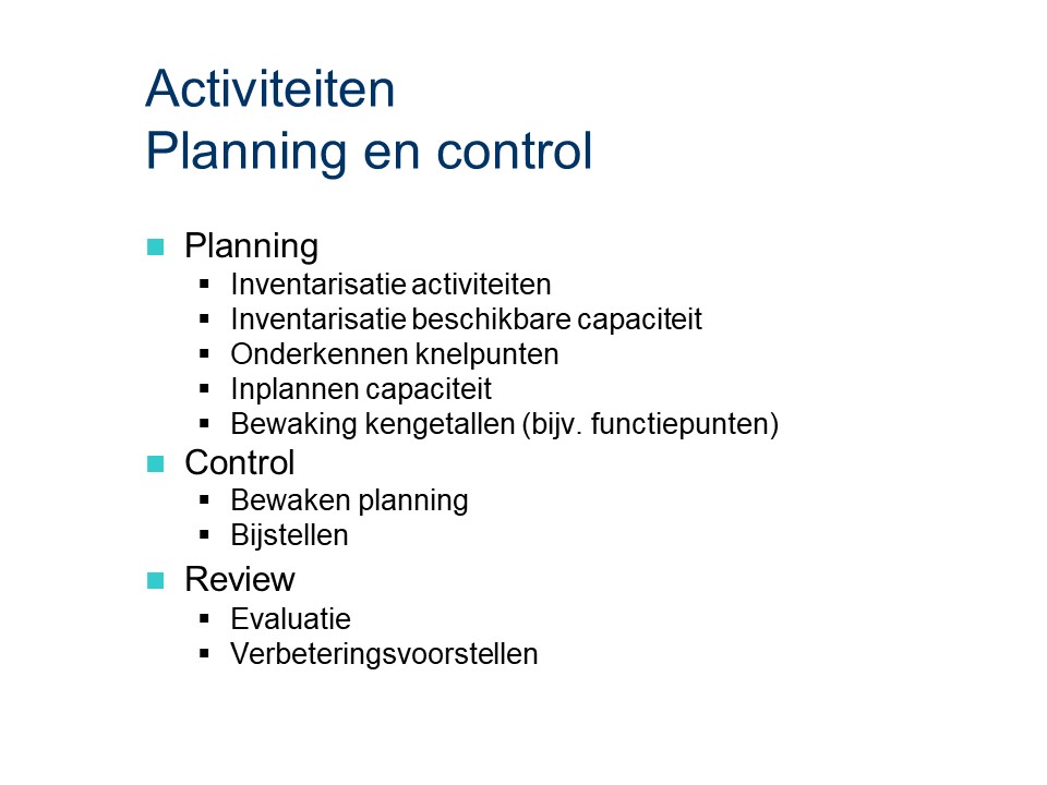 ASL - Planning en control: Activiteiten