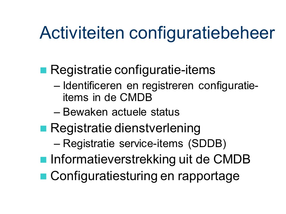 ASL - Configuratiebeheer: Activiteiten