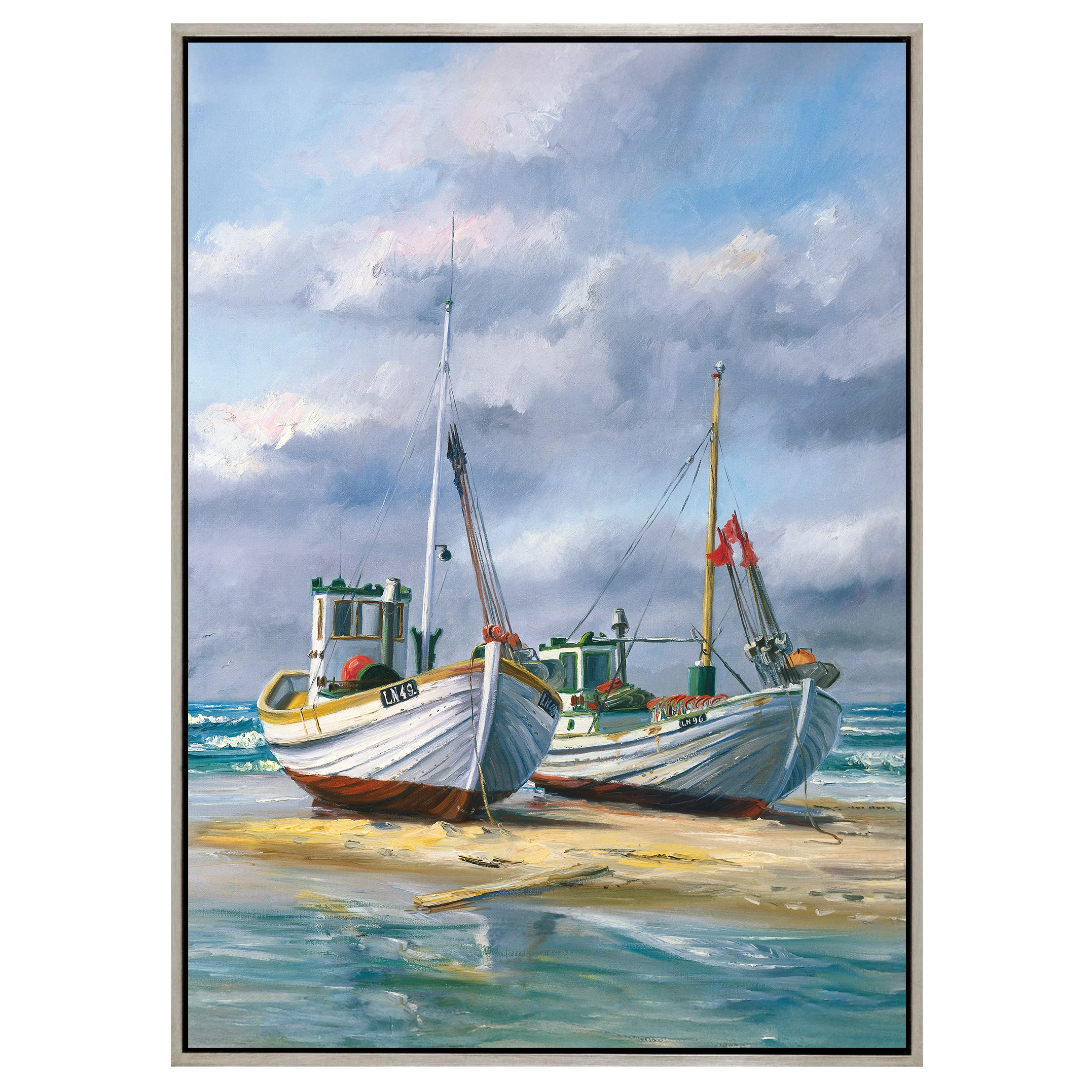 Fiskekuttere på Løkken strand - original print af Løkkenmaleren John Kristensen