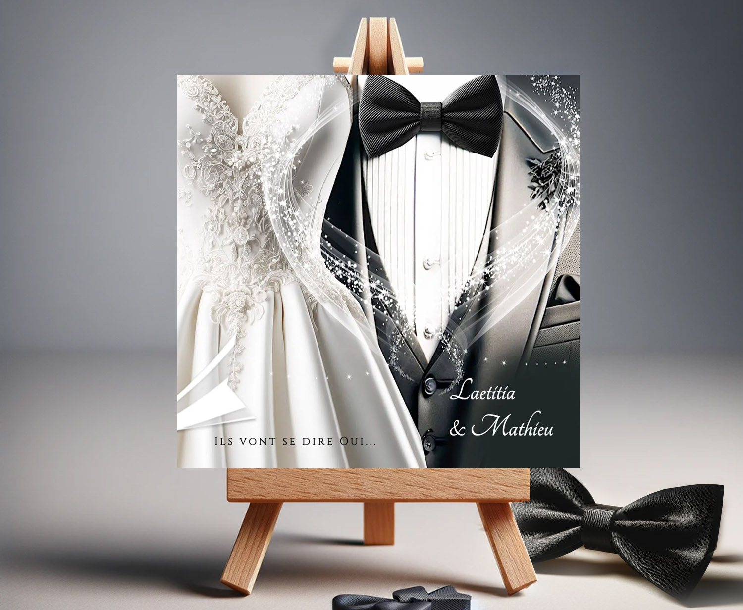 N°104- Faire-part Élégance et Passion en noir et blanc costume