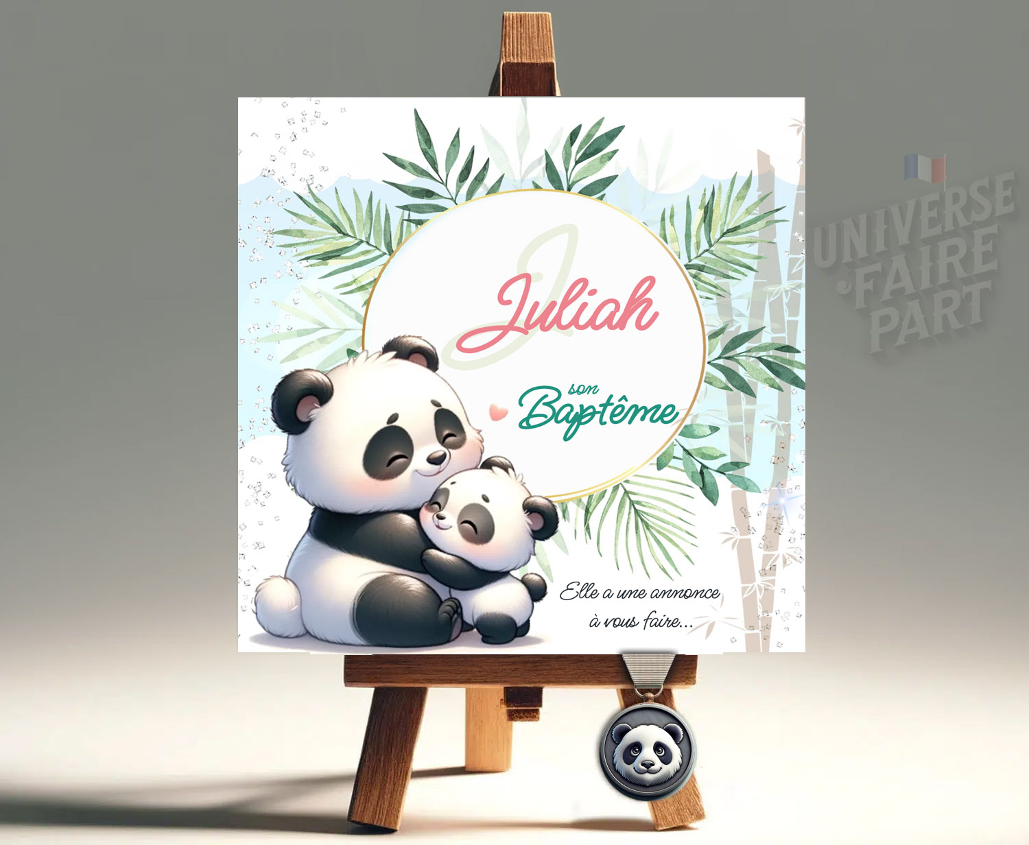 N°146 - Faire-part Original - Panda bambou adorable