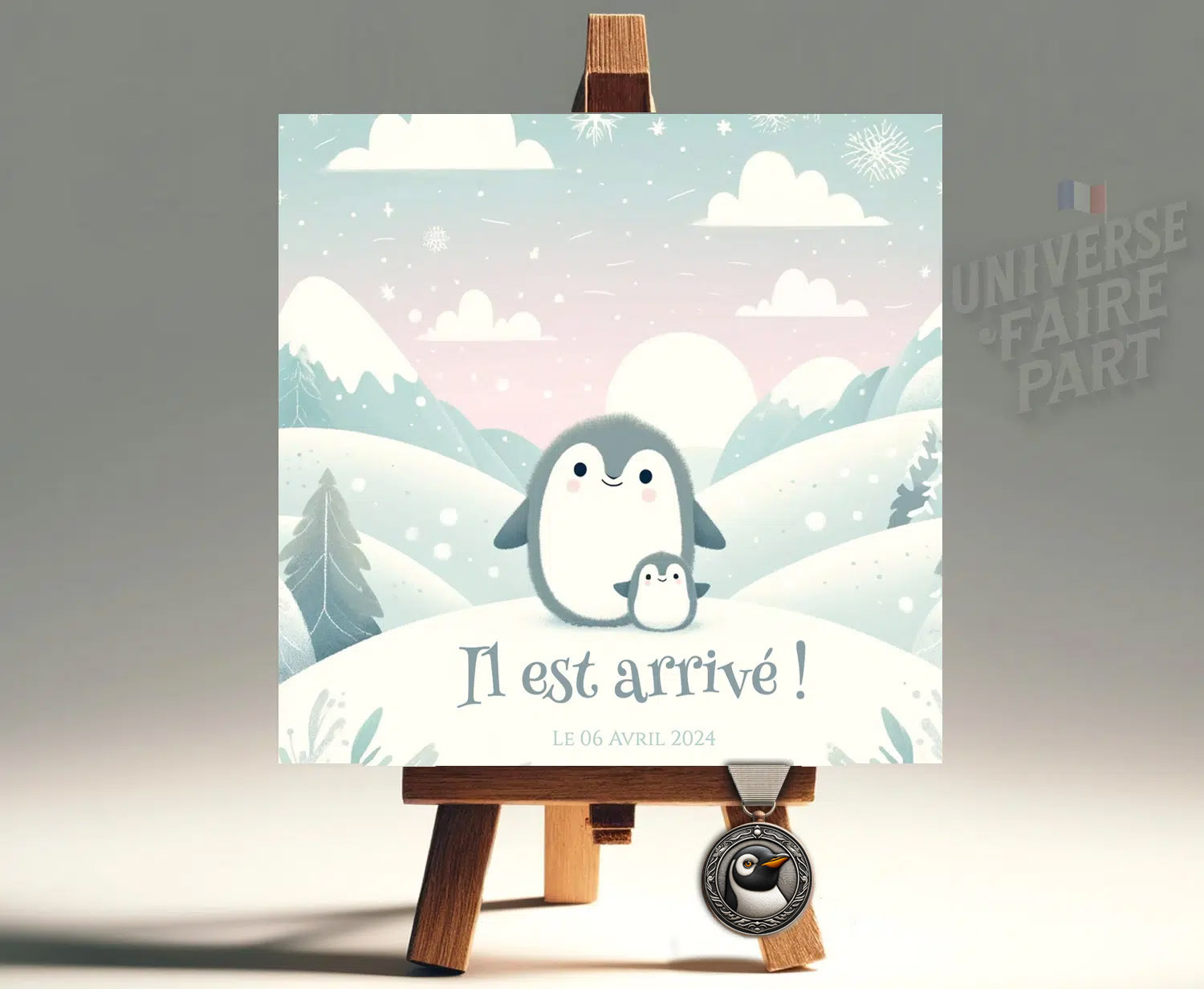 N°150 - Faire-part Original petit pingouin trop mignon