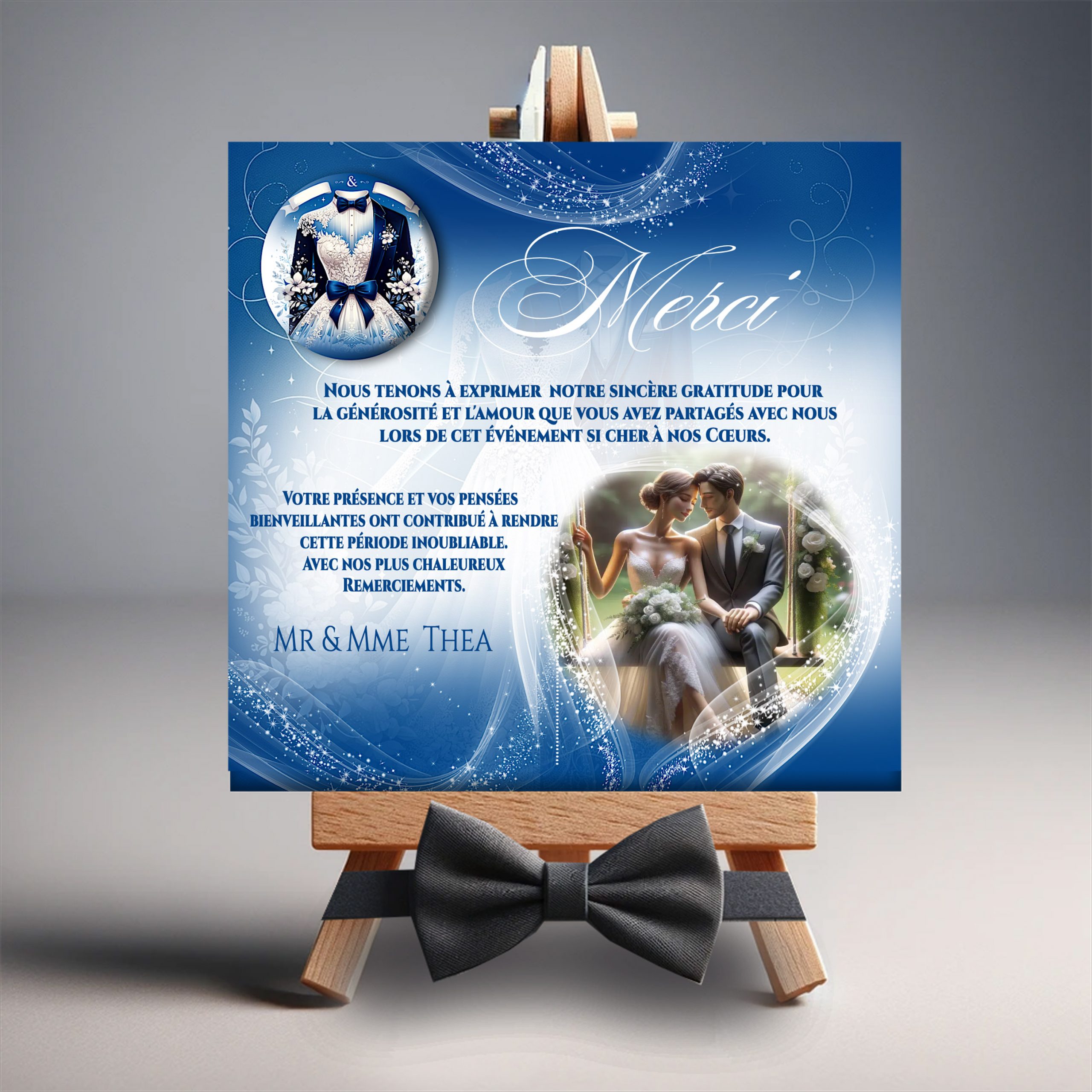 N°217.6 - Carte remerciement Éclat et Délicatesse Bleu Costume