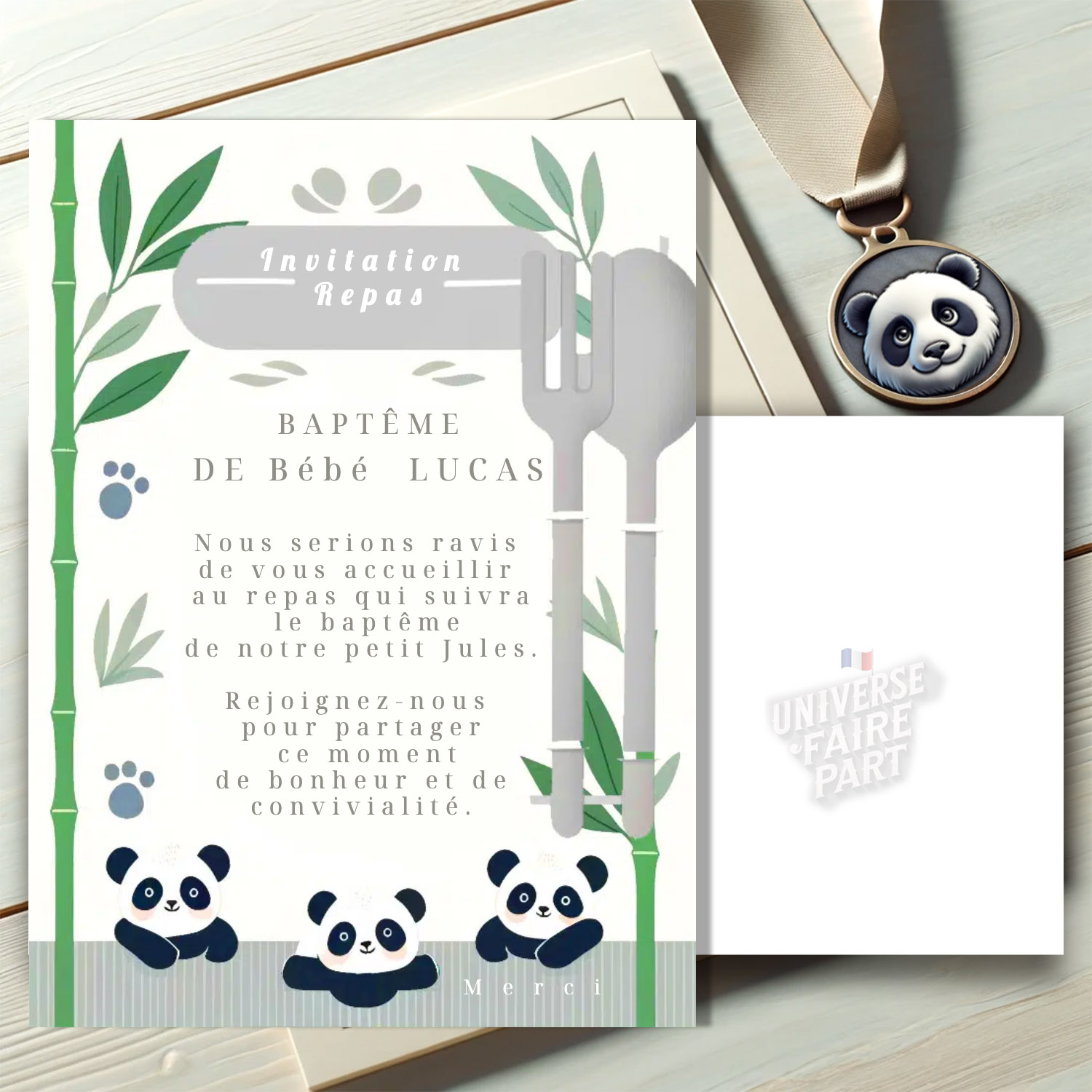 N°302.1 - carton repas Panda bambou bébé