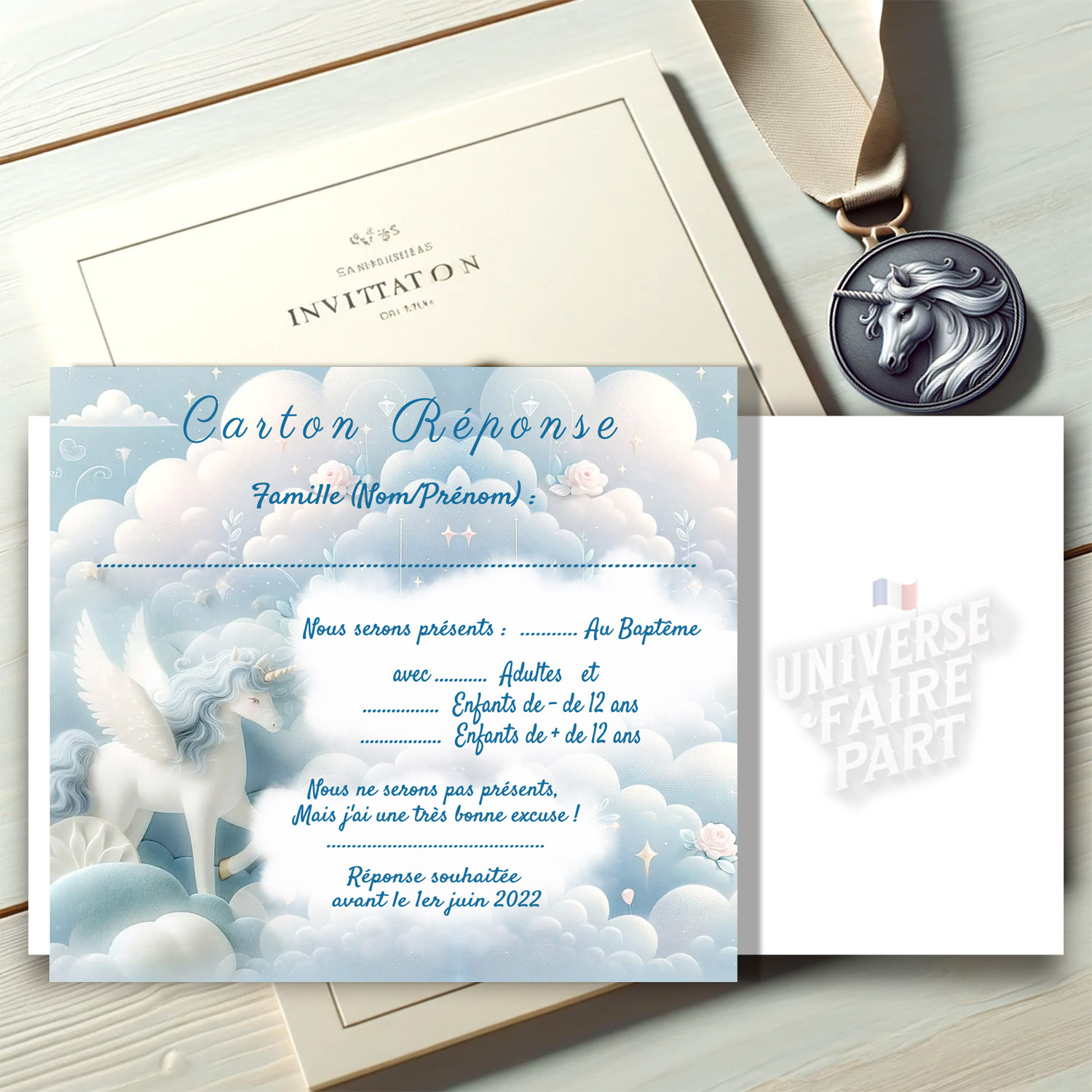 N°557.1 - Carton réponse Le Monde Bleu des Licornes Enchantées