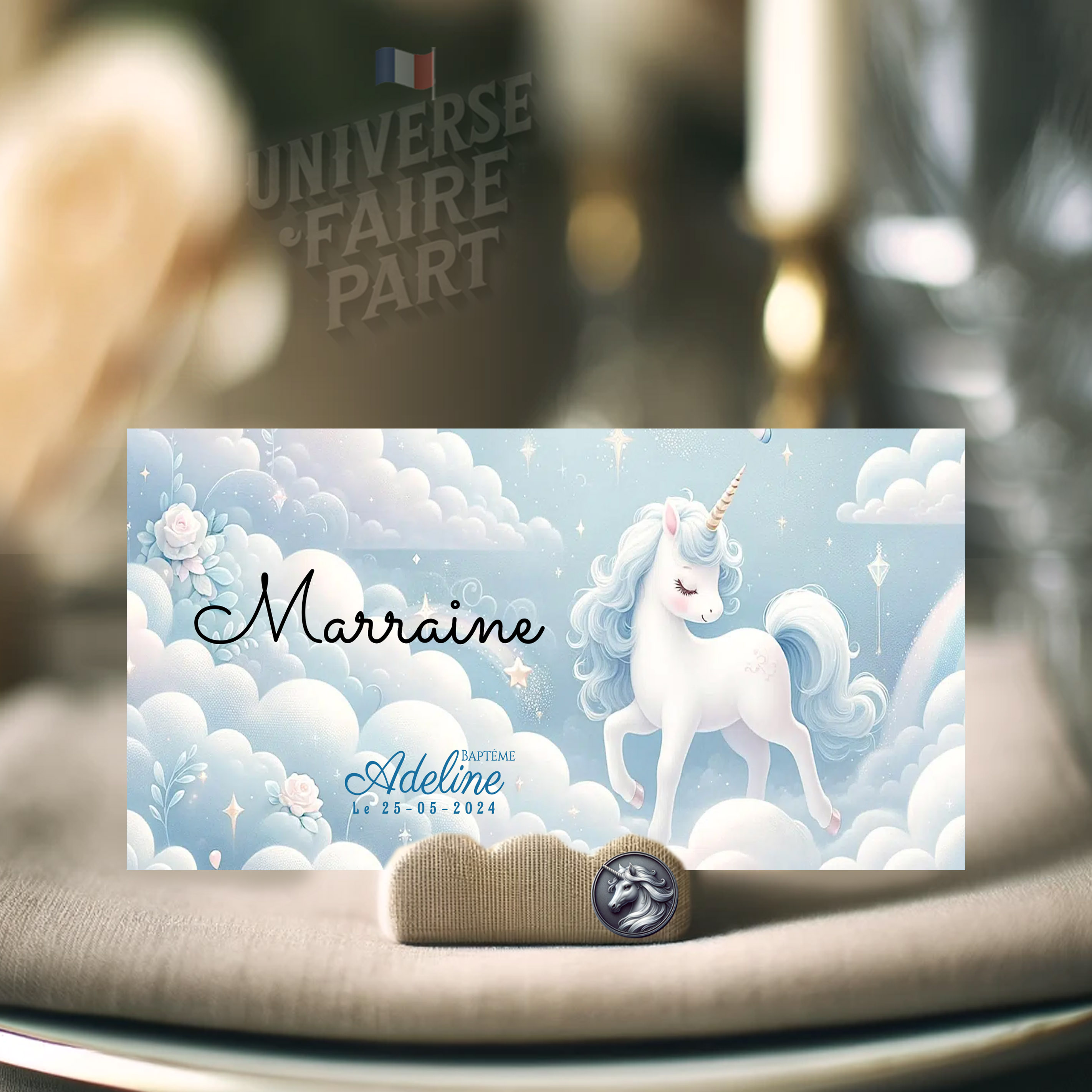 N°557.2 - Porte nom Le Monde Bleu des Licornes Enchantées