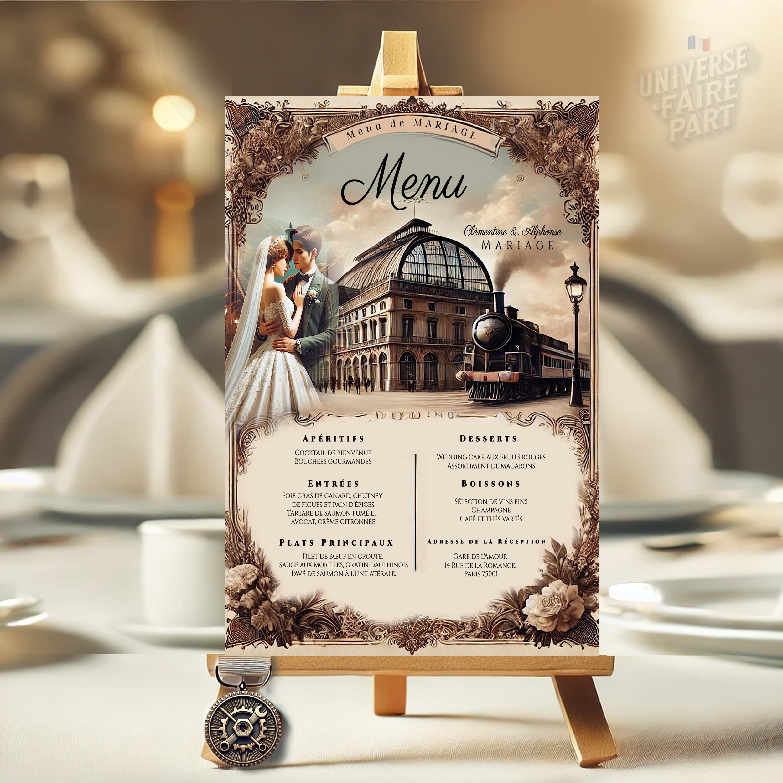 N°573.3- menu Voyage d'Amour Mariage en Gare Parisienne