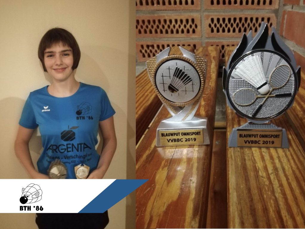 VVBBC Cup Nationaal Jeugdtoernooi Blauwput badminton Jeugd Badmintonteam Halle 86 jeugdwerking BTH '86 jeugdopleiding Britt Dammans Ariana Schoeters Michael Adams