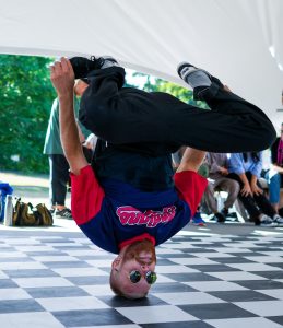 Dancer standing on his head