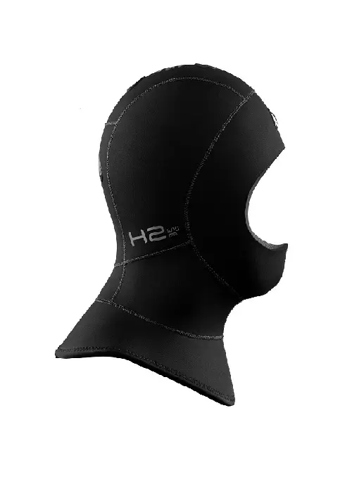 Waterproof H2 dykkerhette 5/10mm med krave i svart neopren