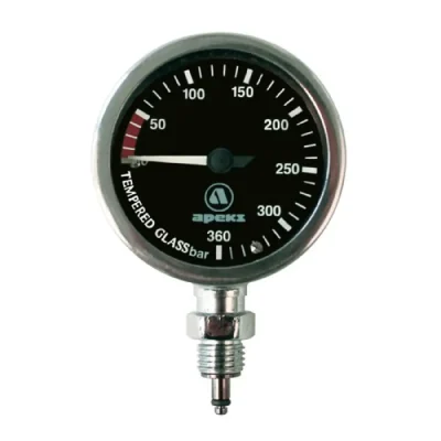 Apeks manometer 52mm 360 bar i svart for dykkeutstyr