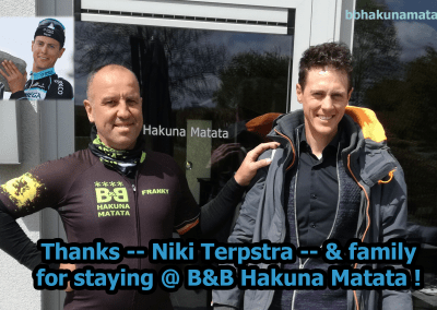 Niki Terpstra visiting B&B Hakuna Matata