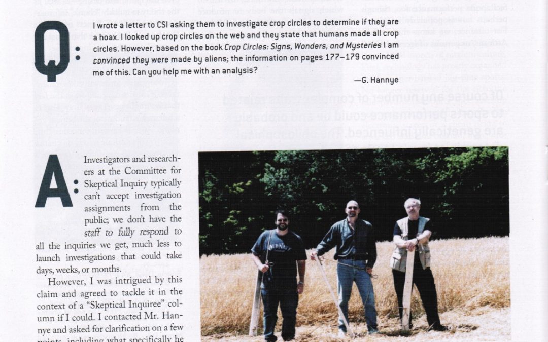 Crop Circle Investigation in Skeptical Inquirer Magazine