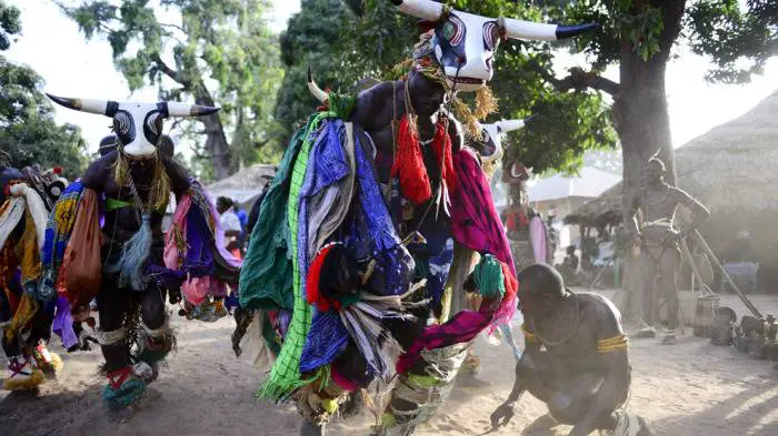 The local fauna is present at the carnival celebrations in Bijagós