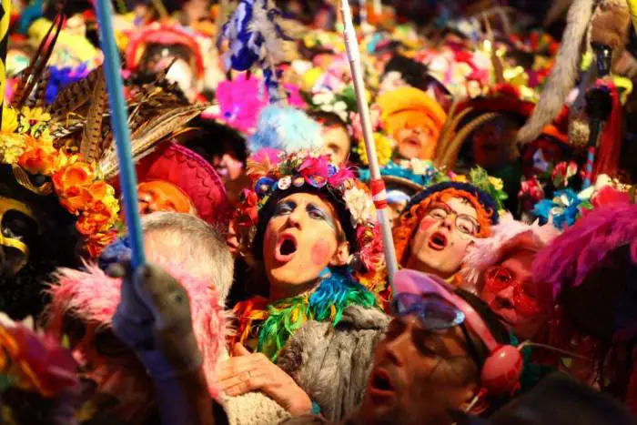 People at the Dunkirk carnivals dress uniformly and wildly