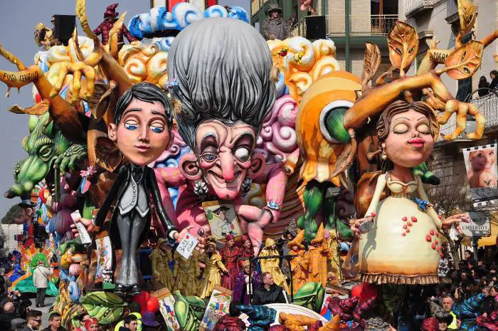 The carnivals of Putignano are popular for their imposing and colorful floats
